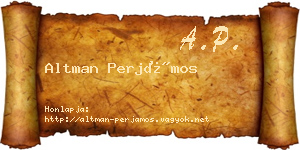 Altman Perjámos névjegykártya
